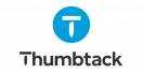 Thumbtack Logo in bold black lettering and a thumbtack pic above wording. Thumbtack is an American home services website used by Toth Electric