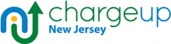 Chargeup New Jersey logo with green and blue lettering. It also has a bold geometric drawing of a EV charger in green, blue and gold - Charge Up New Jersey promotes clean vehicle adoption in the state by offering incentives of up to $5,000 for the purchase or lease of new, eligible zero-emission vehicles, including battery electric and plug-in hybrid electric.